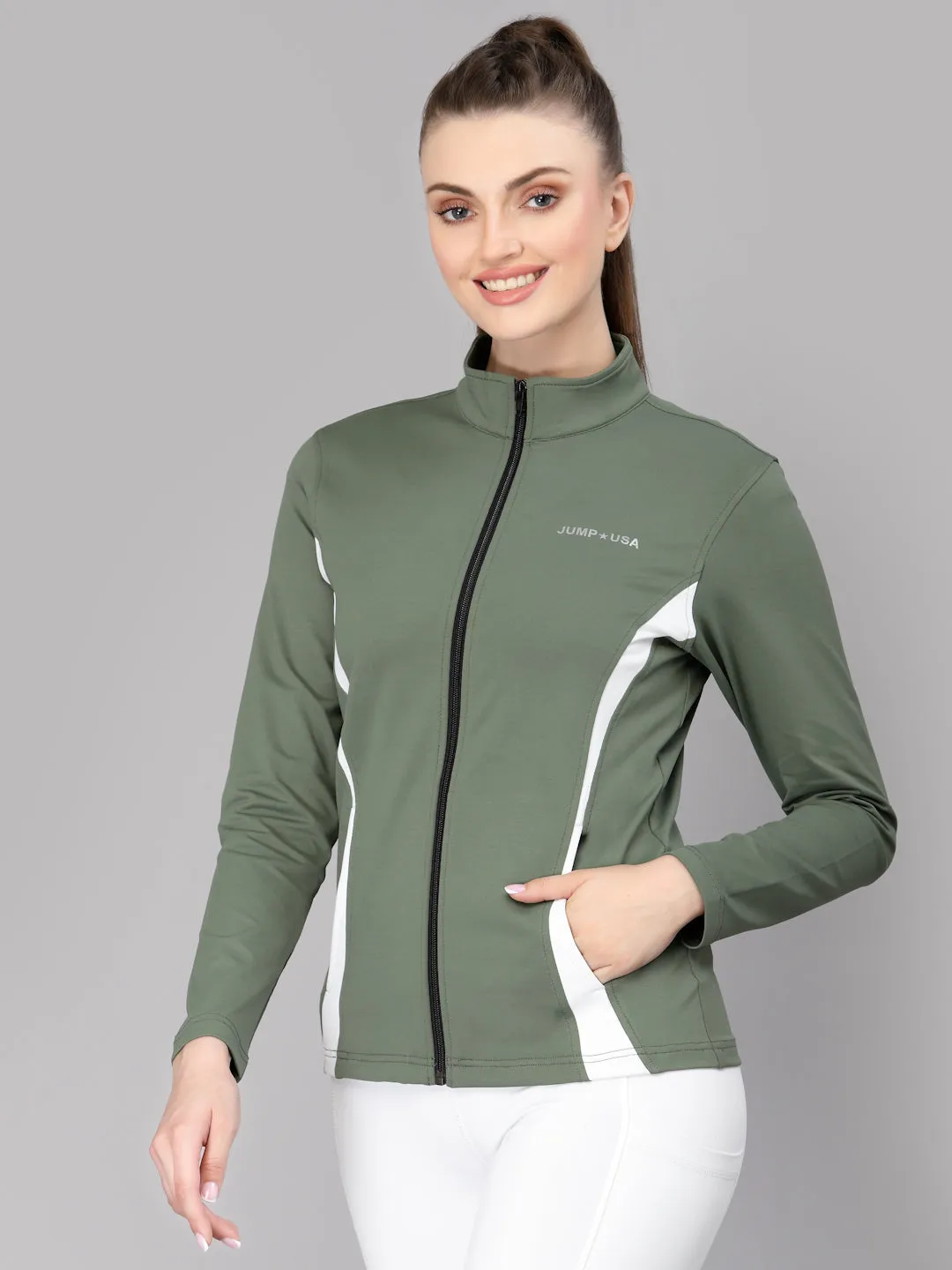 JUMP USA Women Solid Polyester Hiking Jacket