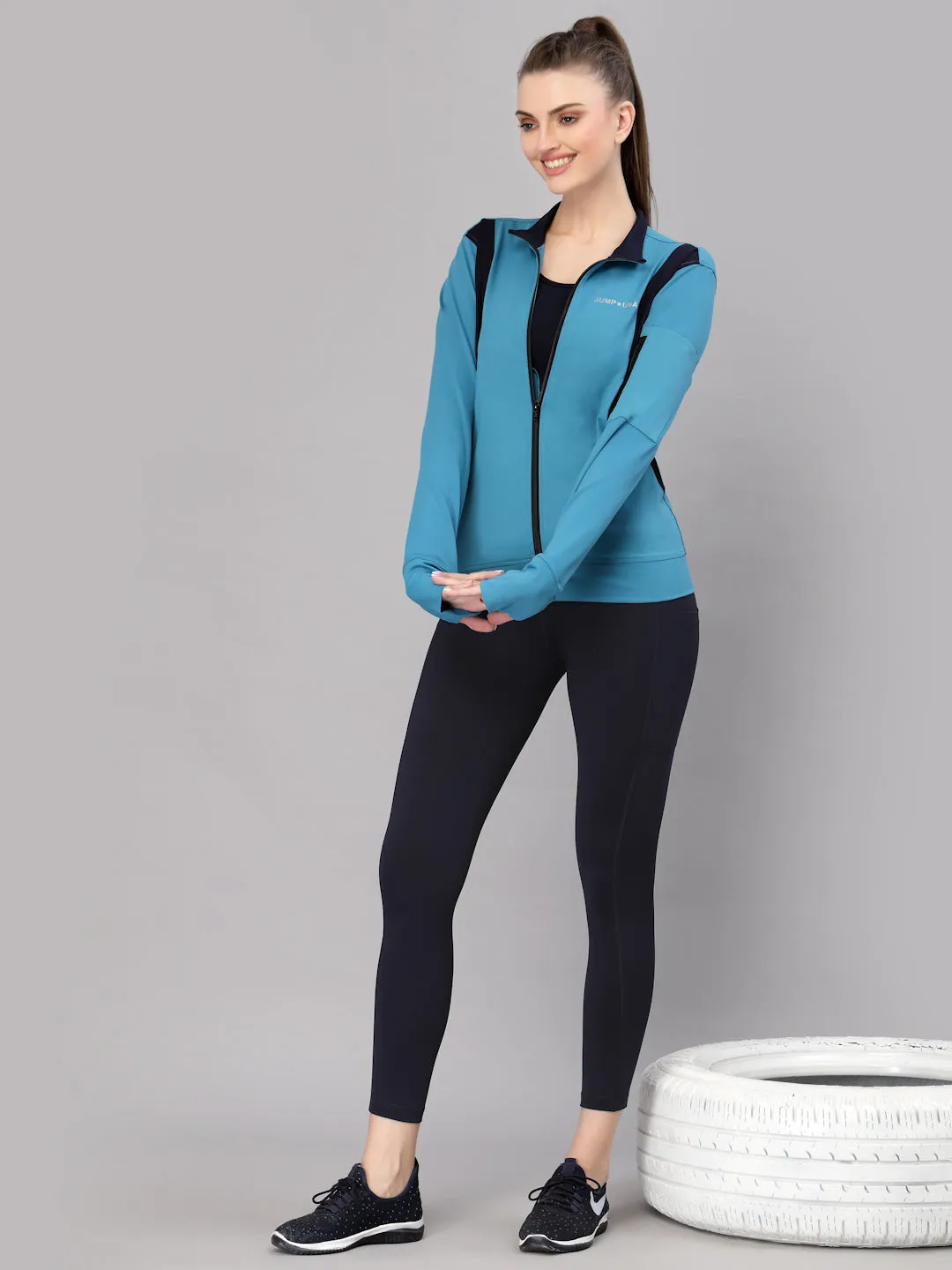 JUMP USA Women Solid Polyester Hiking Jacket