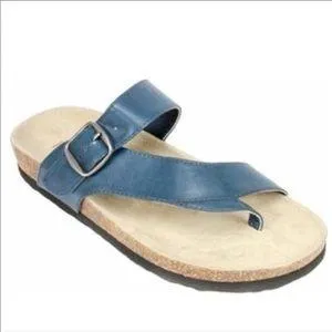 Leather Molded Footbed Slip-On Sandals