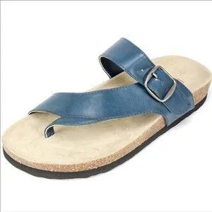 Leather Molded Footbed Slip-On Sandals