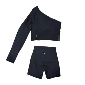 Lululemon Sporty Set Black One Long Sleeved Top Size 2   Align Shorts Size 0