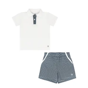 Navy Micro Gingham Short Set