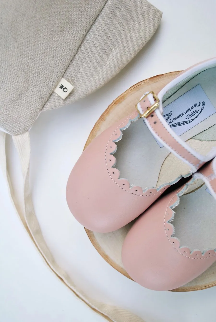 Scalloped Mary Jane in Blush Pink