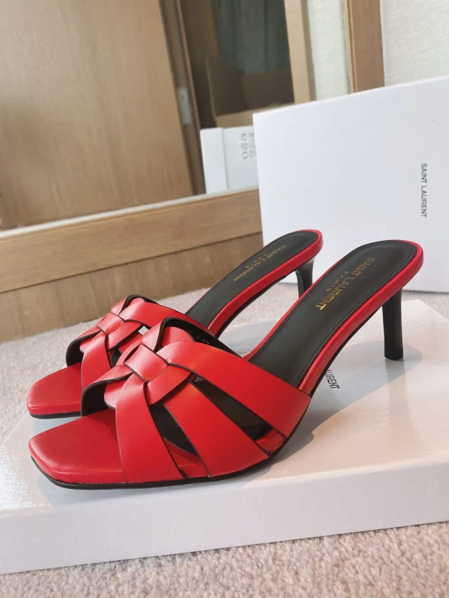 SLY Women's Tribute Heeled Mules Red For Women
