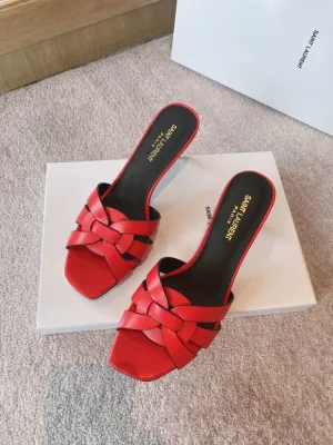 SLY Women's Tribute Heeled Mules Red For Women