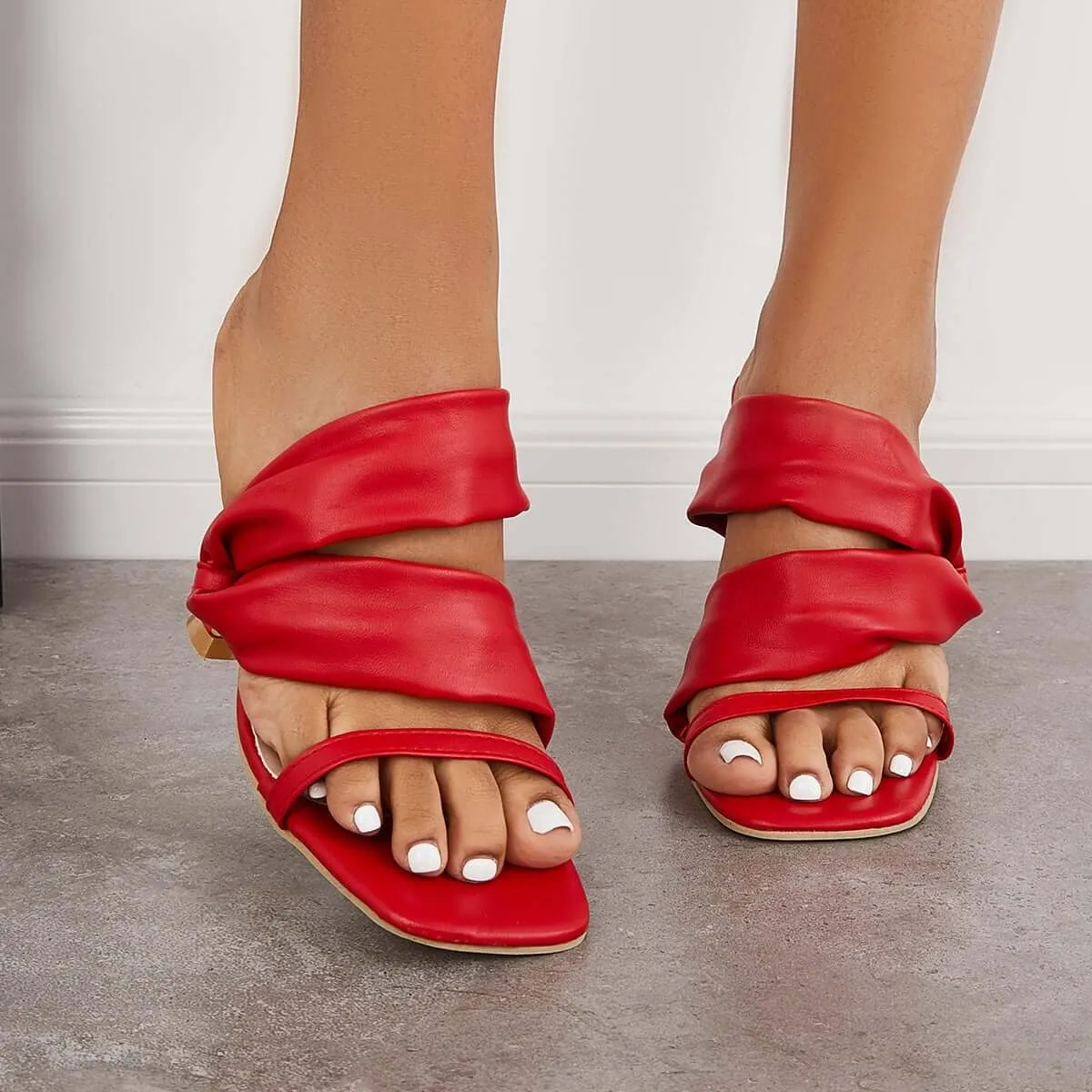 Sohiwoo  Imilybela Square Toe Backless Stiletto High Heels Slip on Mule Sandals