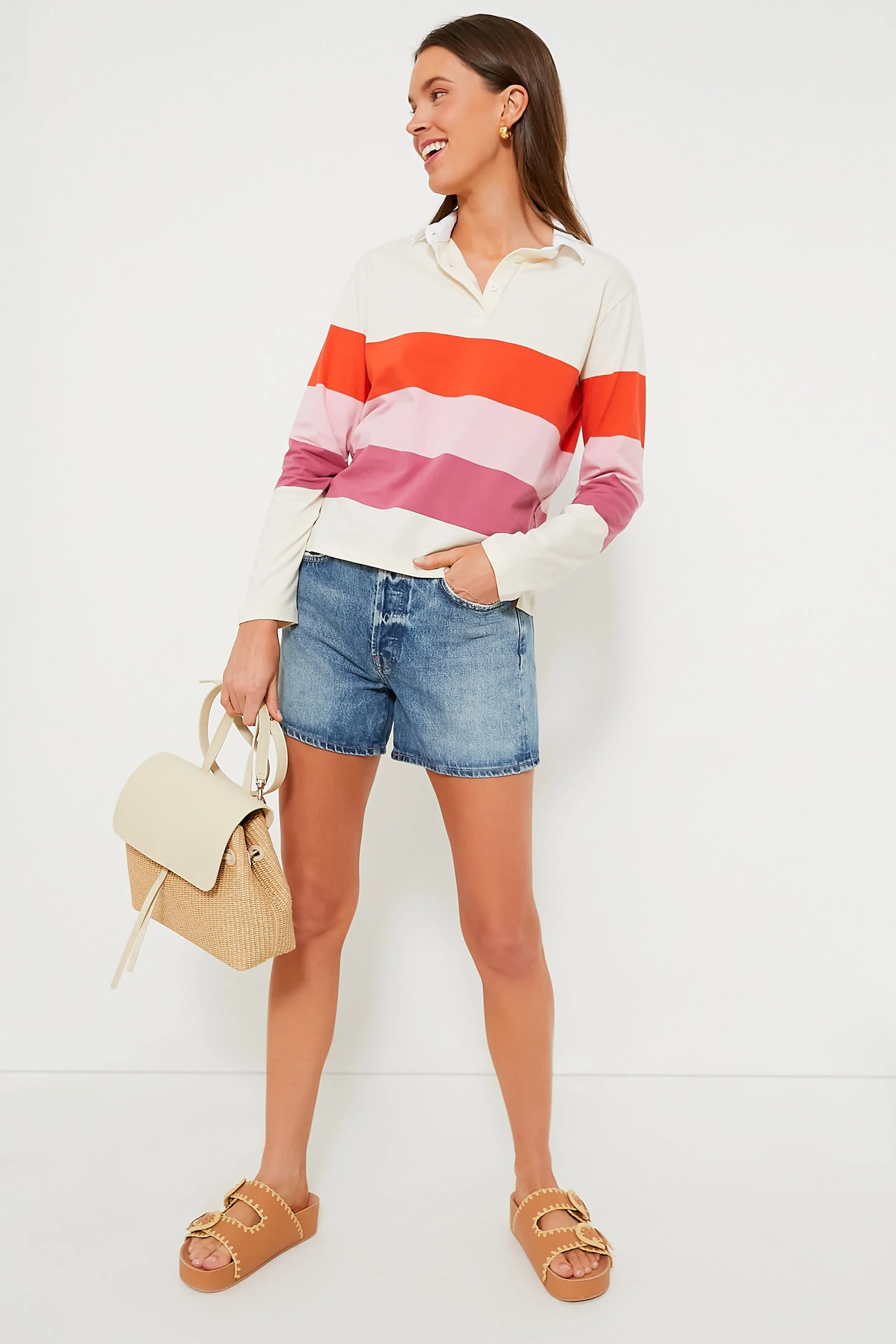 The Poppy Blush Raspberry Colorblock Rugby