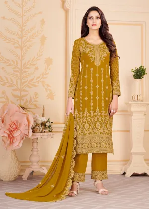 Trendy Mustard Georgette Eid Wear Salwar Kurta Suit