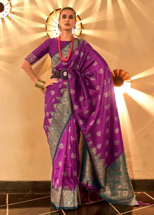 Trendy Weaving Silk Royal Purple Designer Saree