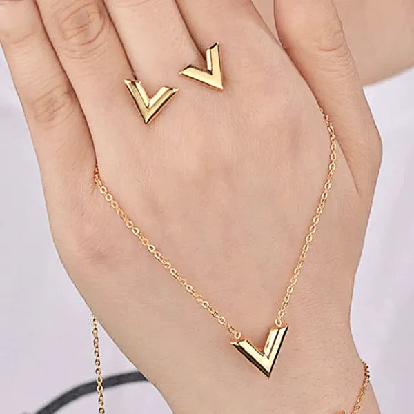 V-Love Letter Neckalce - Stainless Steel