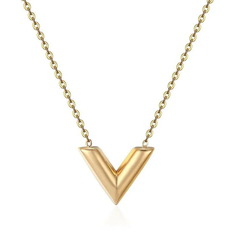 V-Love Letter Neckalce - Stainless Steel